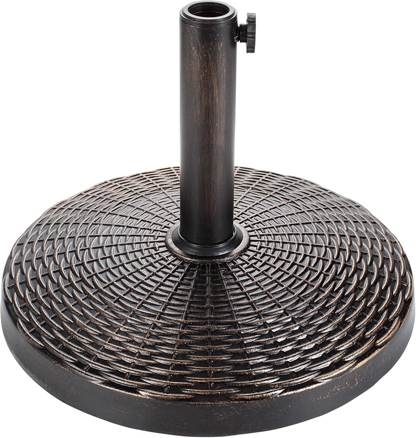 SUNGUARD UMBRELLAS Round Bronze Patio Umbrella Base, Resin Concrete Stand for Up to 1.9 in Poles