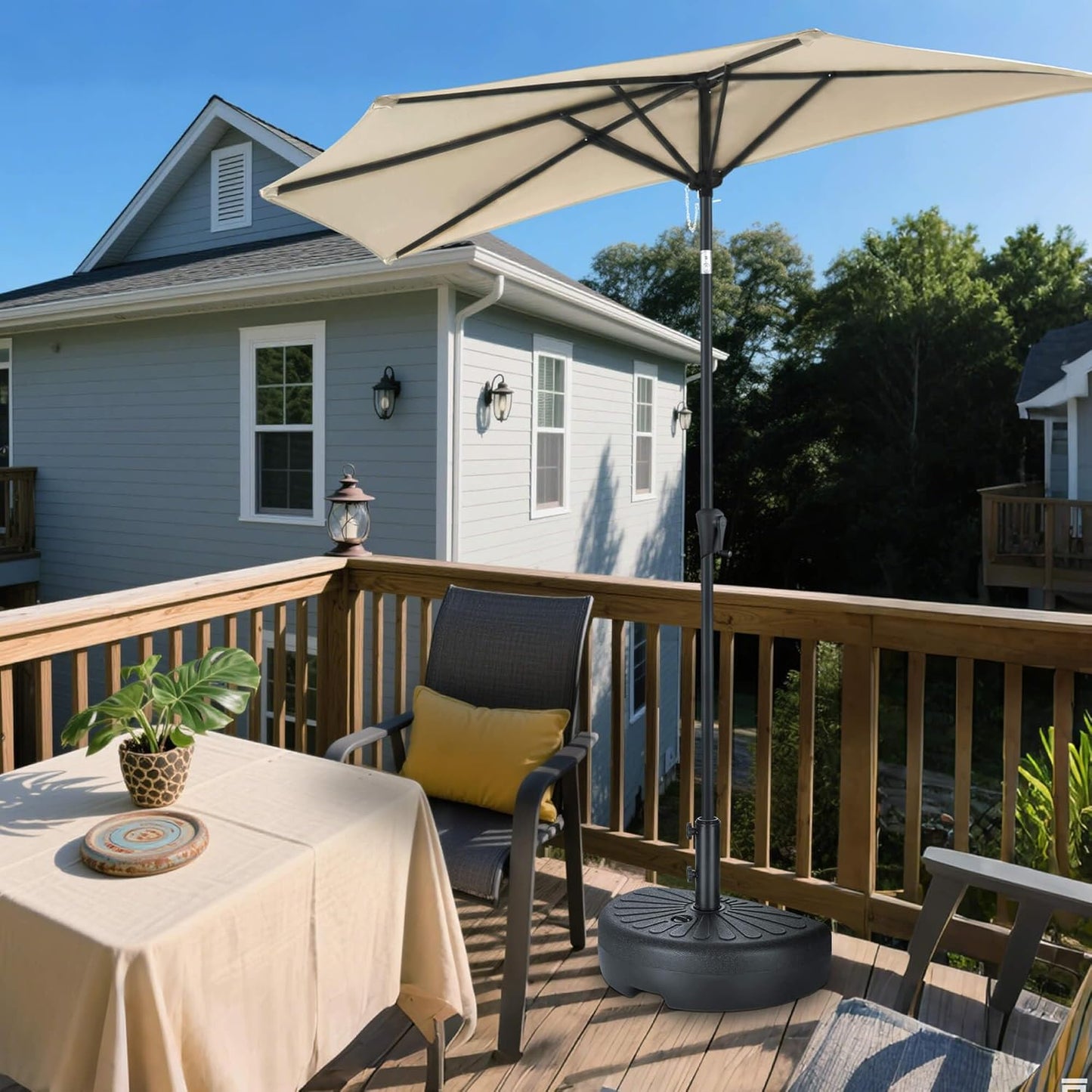SUNGUARD UMBRELLAS 73 lb Half Round Fillable Patio Umbrella Base, Water and Sand Outdoor Stand