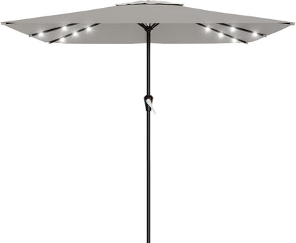 SUNGUARD UMBRELLAS Rectangular Solar LED Patio Umbrella, 16-Light Vented Canopy with Crank Tilt