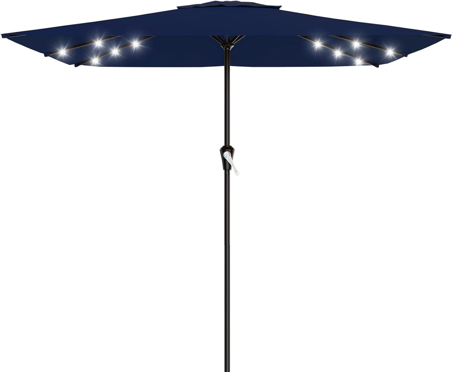SUNGUARD UMBRELLAS Rectangular Solar LED Patio Umbrella, 16-Light Vented Canopy with Crank Tilt - Khaki / 11 Ft