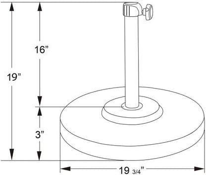 SUNGUARD UMBRELLAS 50 lb Round Concrete Patio Umbrella Base, White Steel Stand for 1.5 in Poles