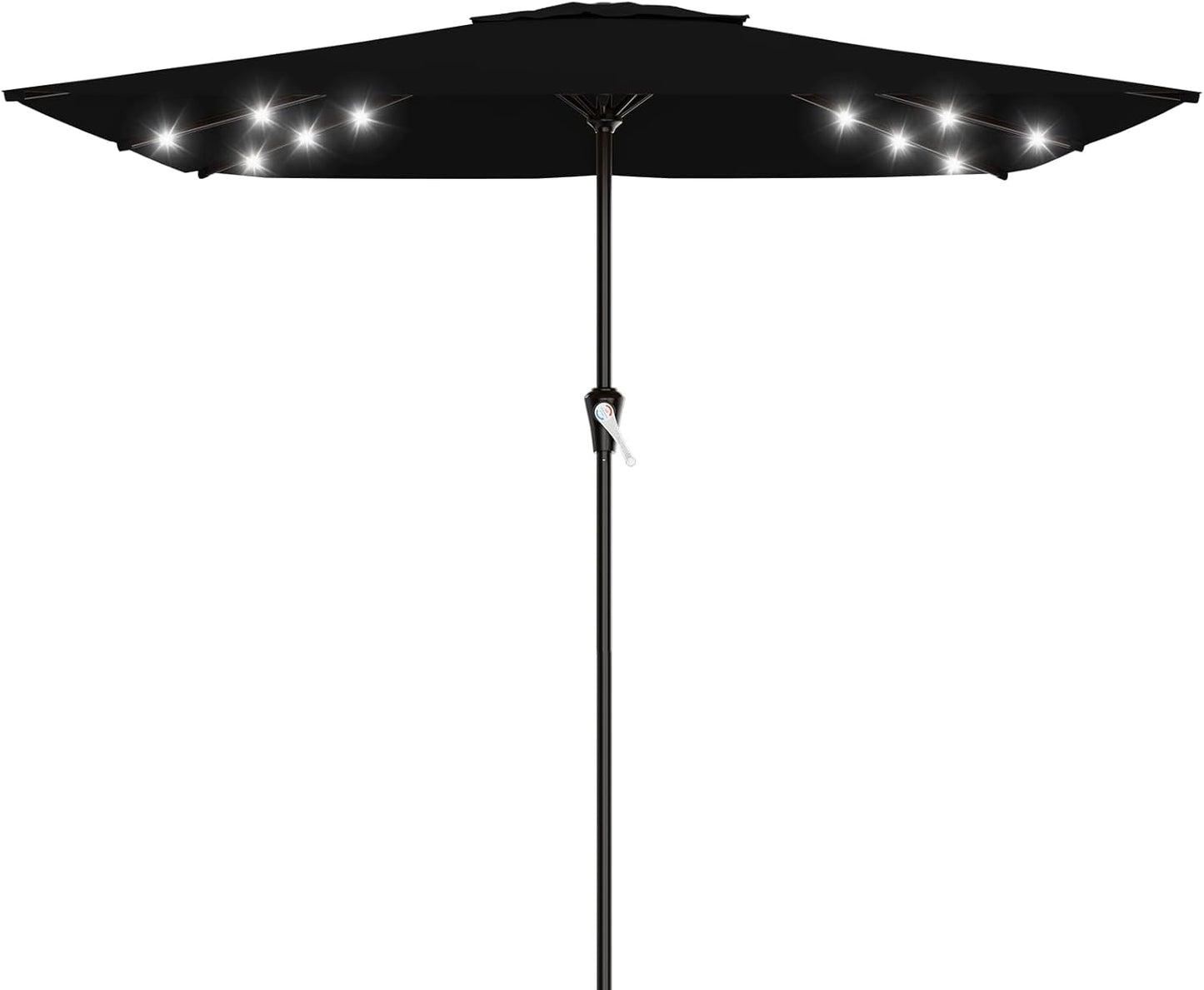 SUNGUARD UMBRELLAS Rectangular Solar LED Patio Umbrella, 16-Light Vented Canopy with Crank Tilt - Rose Pink / 8 X 10 Ft