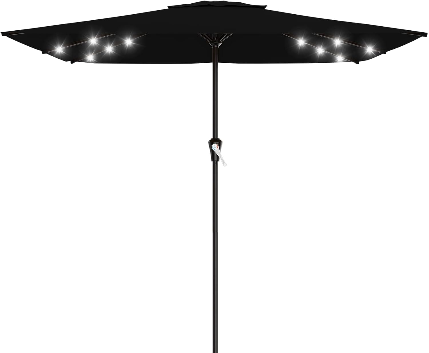 SUNGUARD UMBRELLAS Rectangular Solar LED Patio Umbrella, 16-Light Vented Canopy with Crank Tilt - Rose Pink / 8 X 10 Ft