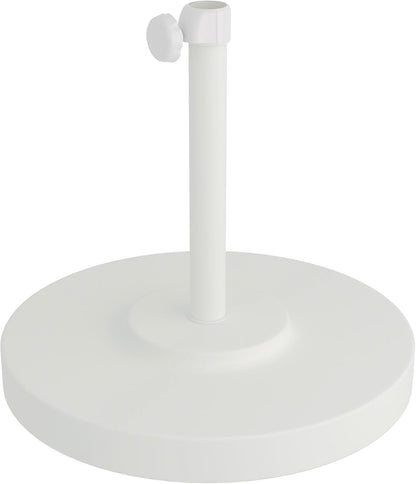 SUNGUARD UMBRELLAS 50 lb Round Concrete Patio Umbrella Base, White Steel Stand for 1.5 in Poles - Black