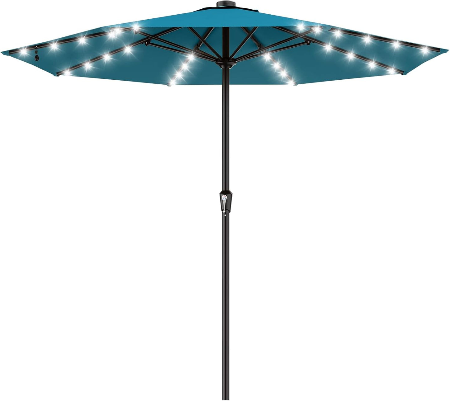 SUNGUARD UMBRELLAS Rectangular Solar LED Patio Umbrella, 16-Light Vented Canopy with Crank Tilt - Purple / 9 Ft