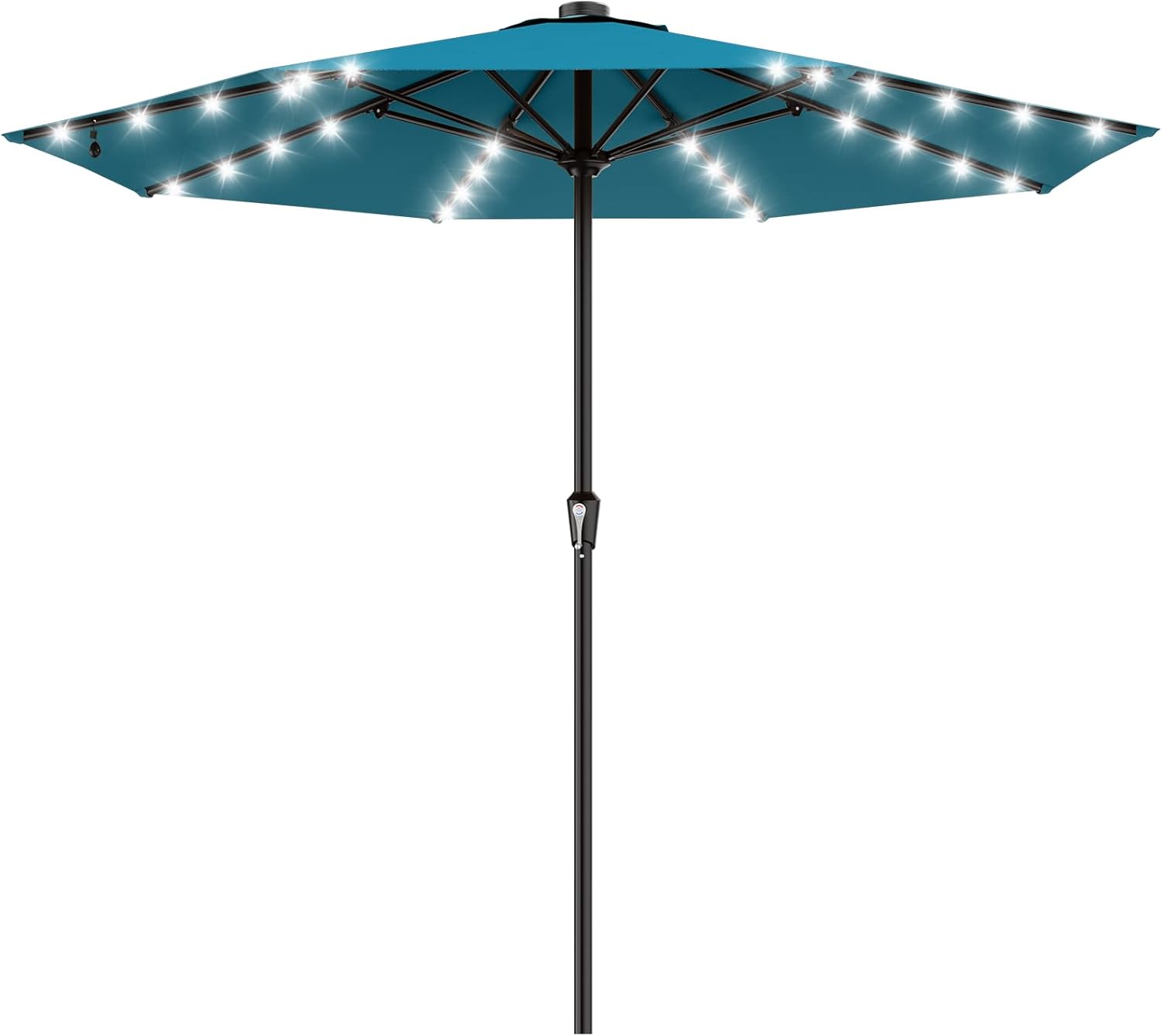 SUNGUARD UMBRELLAS Rectangular Solar LED Patio Umbrella, 16-Light Vented Canopy with Crank Tilt - Purple / 9 Ft