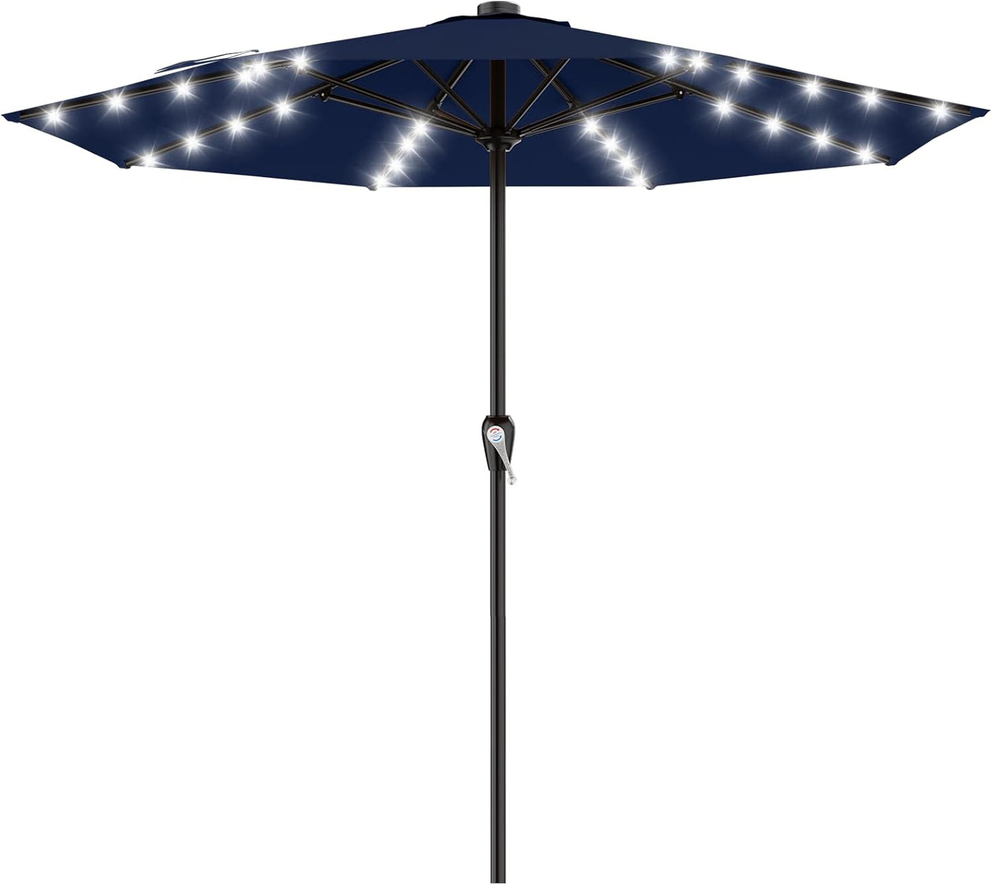 SUNGUARD UMBRELLAS Rectangular Solar LED Patio Umbrella, 16-Light Vented Canopy with Crank Tilt - Yellow / 8 X 10 Ft