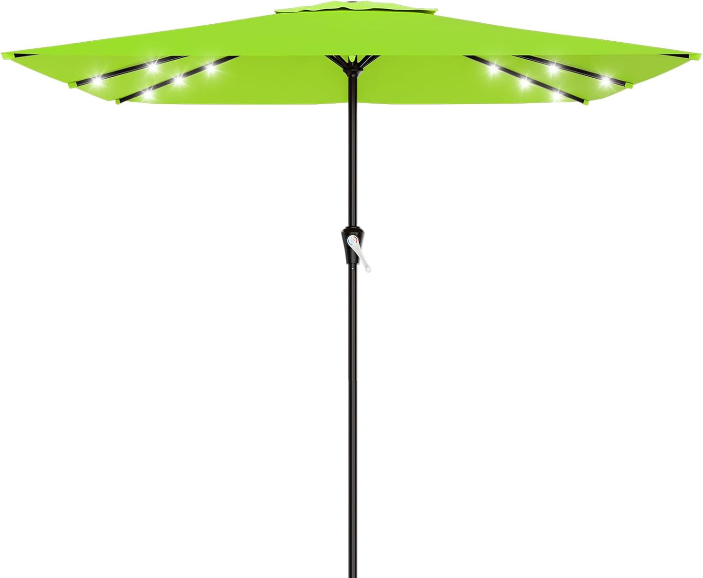 SUNGUARD UMBRELLAS Rectangular Solar LED Patio Umbrella, 16-Light Vented Canopy with Crank Tilt - Dark Red / 9 Ft