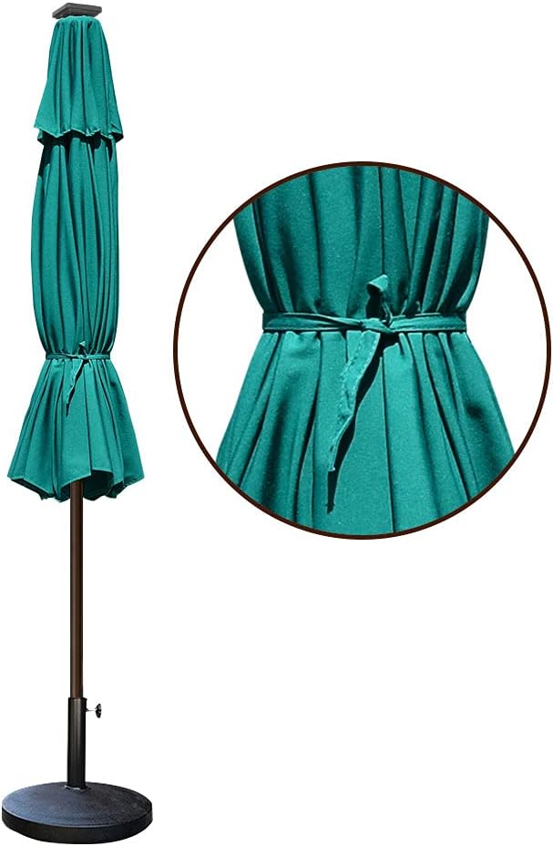 SUNGUARD UMBRELLAS Solar LED Patio Umbrella, 80-Light Acrylic Market Umbrella with Crank and Tilt - Taupe / 10FT Triple Vents