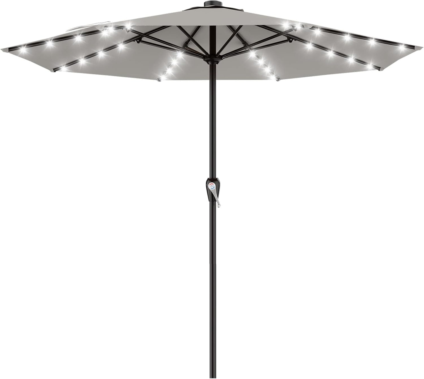 SUNGUARD UMBRELLAS Rectangular Solar LED Patio Umbrella, 16-Light Vented Canopy with Crank Tilt - Beige / 9 Ft