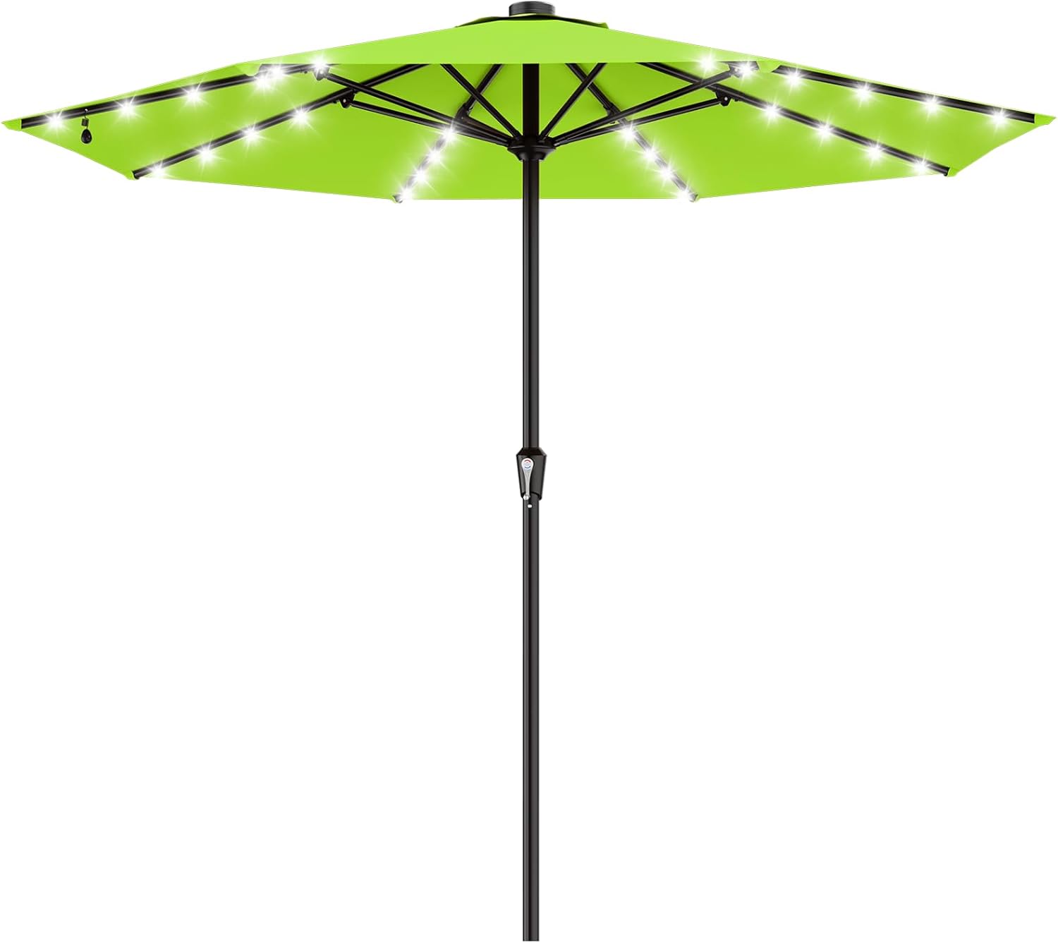 SUNGUARD UMBRELLAS Rectangular Solar LED Patio Umbrella, 16-Light Vented Canopy with Crank Tilt - Beige / 8 X 10 Ft