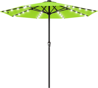 SUNGUARD UMBRELLAS Rectangular Solar LED Patio Umbrella, 16-Light Vented Canopy with Crank Tilt - Beige / 8 X 10 Ft