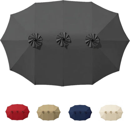 SUNGUARD UMBRELLAS 15 ft Replacement Canopy, 12-Rib Polyester Top Cover for Double-Sided Patio Umbrellas