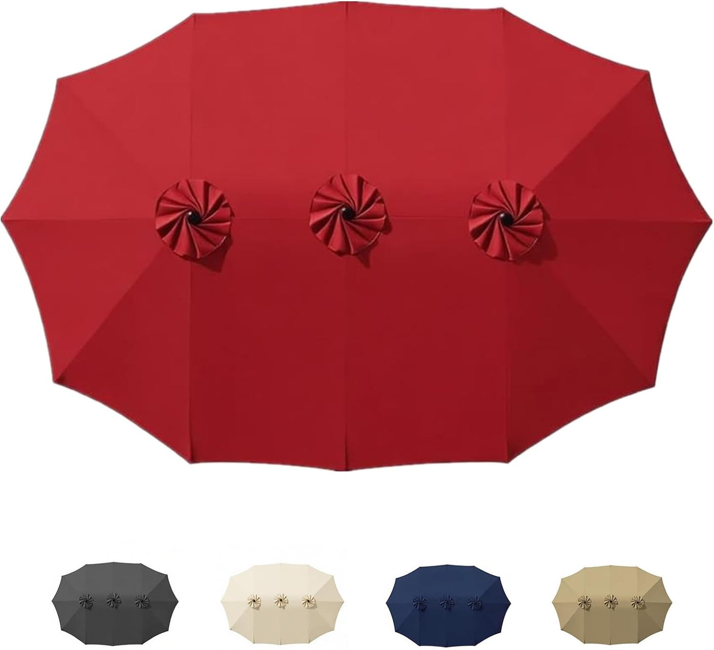 SUNGUARD UMBRELLAS 15 ft Replacement Canopy, 12-Rib Polyester Top Cover for Double-Sided Patio Umbrellas