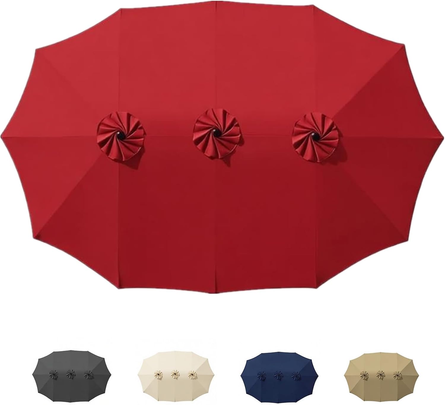 SUNGUARD UMBRELLAS 15 ft Replacement Canopy, 12-Rib Polyester Top Cover for Double-Sided Patio Umbrellas