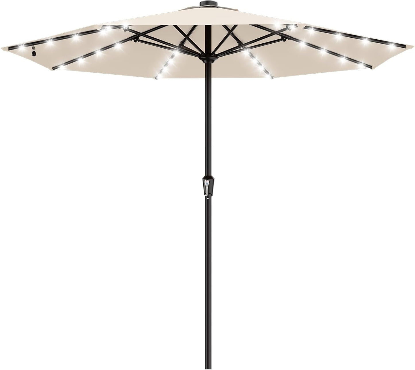SUNGUARD UMBRELLAS Rectangular Solar LED Patio Umbrella, 16-Light Vented Canopy with Crank Tilt - Royal Blue / 9 Ft