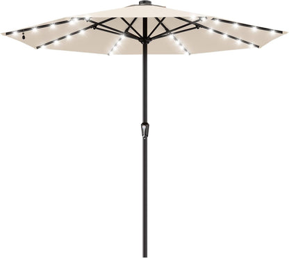 SUNGUARD UMBRELLAS Rectangular Solar LED Patio Umbrella, 16-Light Vented Canopy with Crank Tilt - Royal Blue / 9 Ft