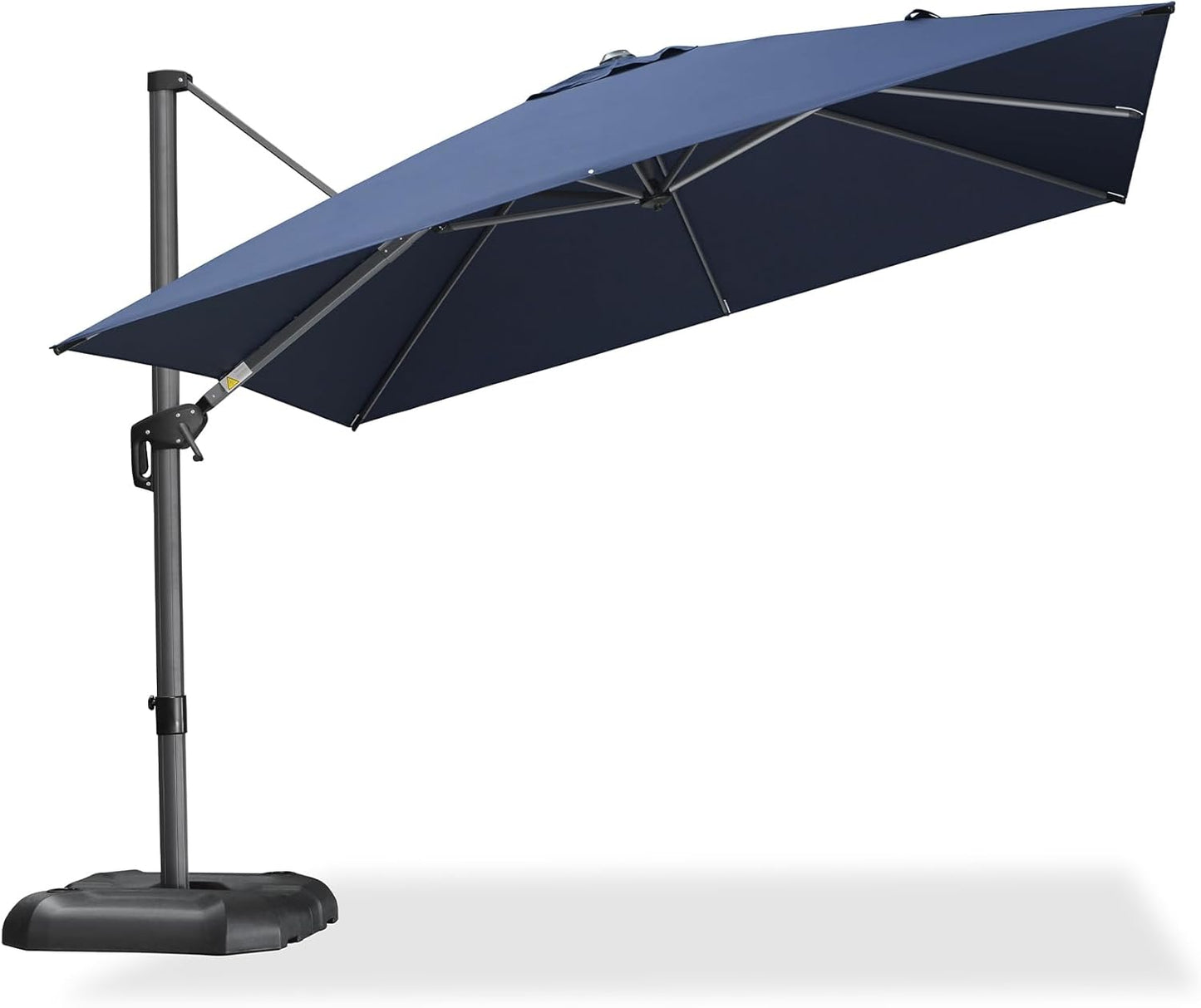 SUNGUARD UMBRELLAS Square Cantilever Patio Umbrella, 360-Degree Rotating Offset Umbrella with Aluminum Frame - White / 10' X 10' / Left-right Tilt（LED）
