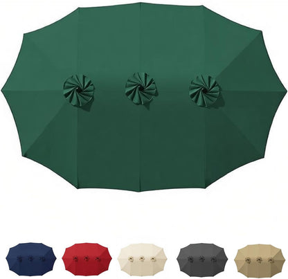 SUNGUARD UMBRELLAS 15 ft Replacement Canopy, 12-Rib Polyester Top Cover for Double-Sided Patio Umbrellas