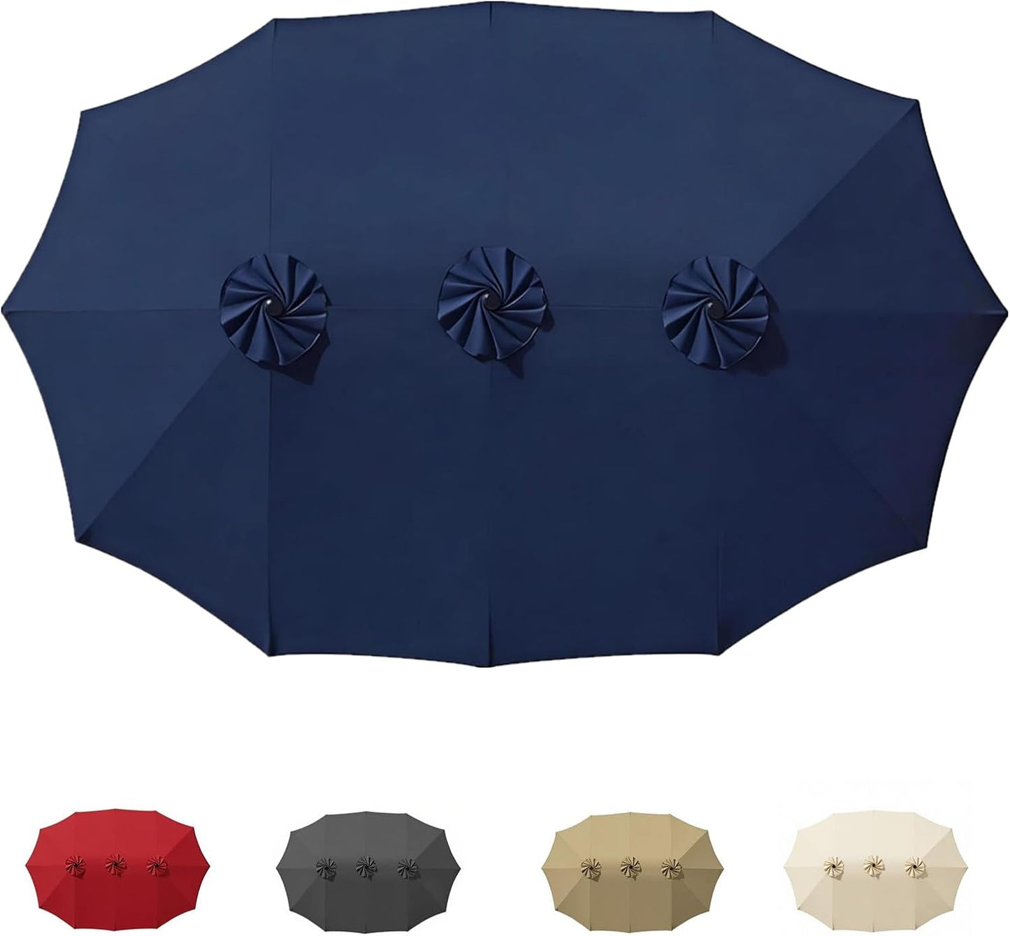 SUNGUARD UMBRELLAS 15 ft Replacement Canopy, 12-Rib Polyester Top Cover for Double-Sided Patio Umbrellas