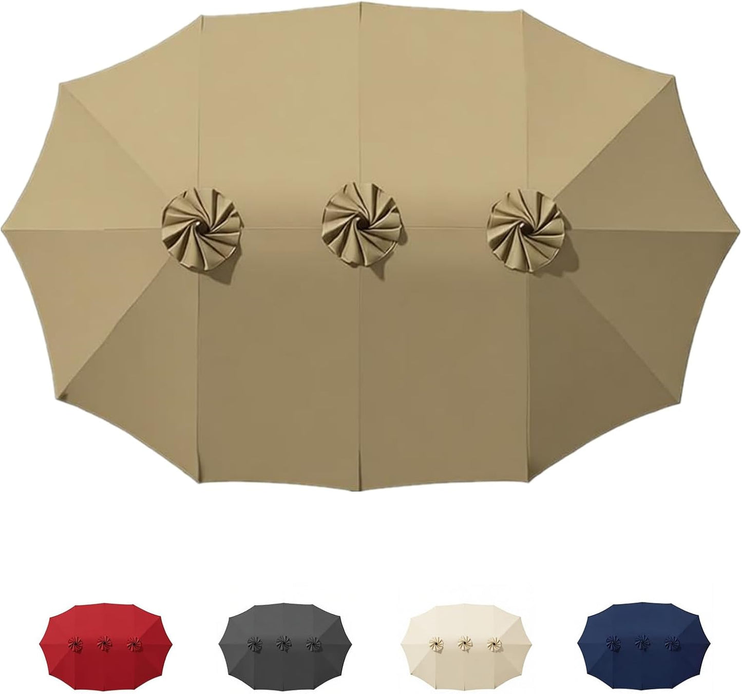 SUNGUARD UMBRELLAS 15 ft Replacement Canopy, 12-Rib Polyester Top Cover for Double-Sided Patio Umbrellas