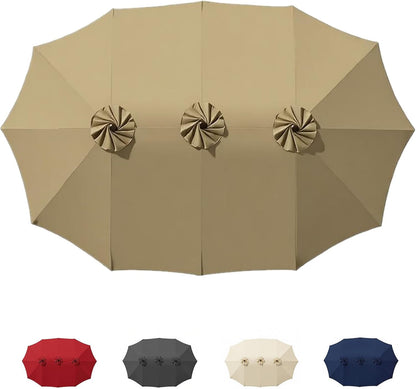 SUNGUARD UMBRELLAS 15 ft Replacement Canopy, 12-Rib Polyester Top Cover for Double-Sided Patio Umbrellas