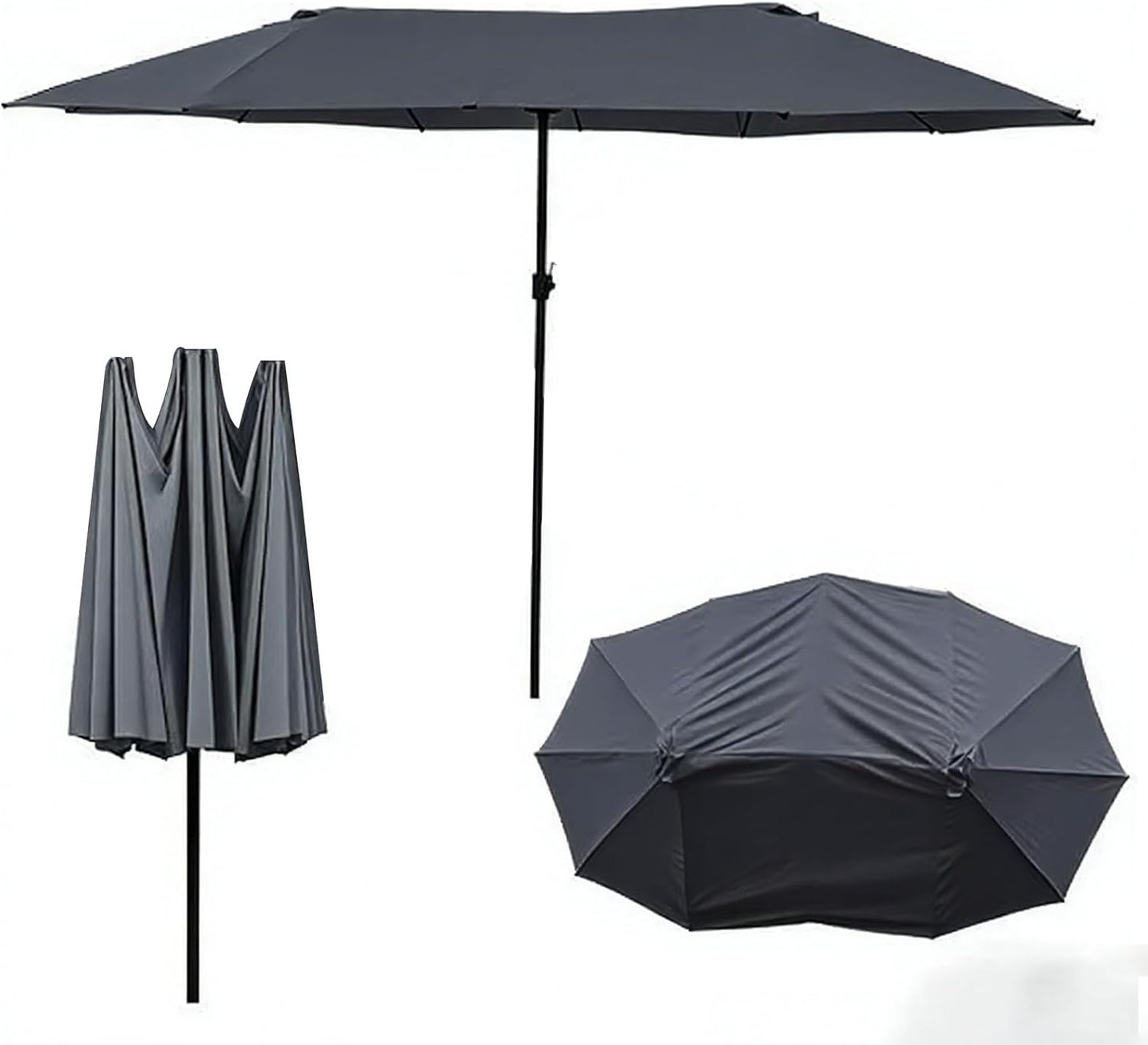 SUNGUARD UMBRELLAS 15 ft x 9 ft Replacement Canopy, 12-Rib Polyester Cover for Double-Sided Patio Umbrellas