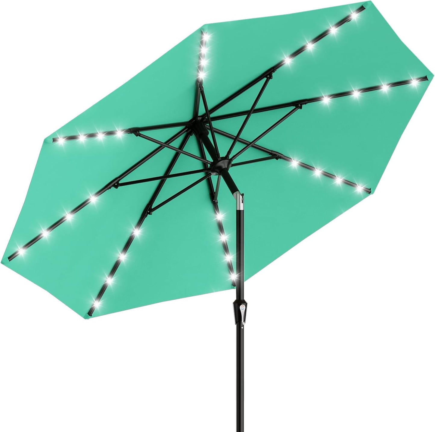 SUNGUARD UMBRELLAS Rectangular Solar LED Patio Umbrella, 16-Light Vented Canopy with Crank Tilt