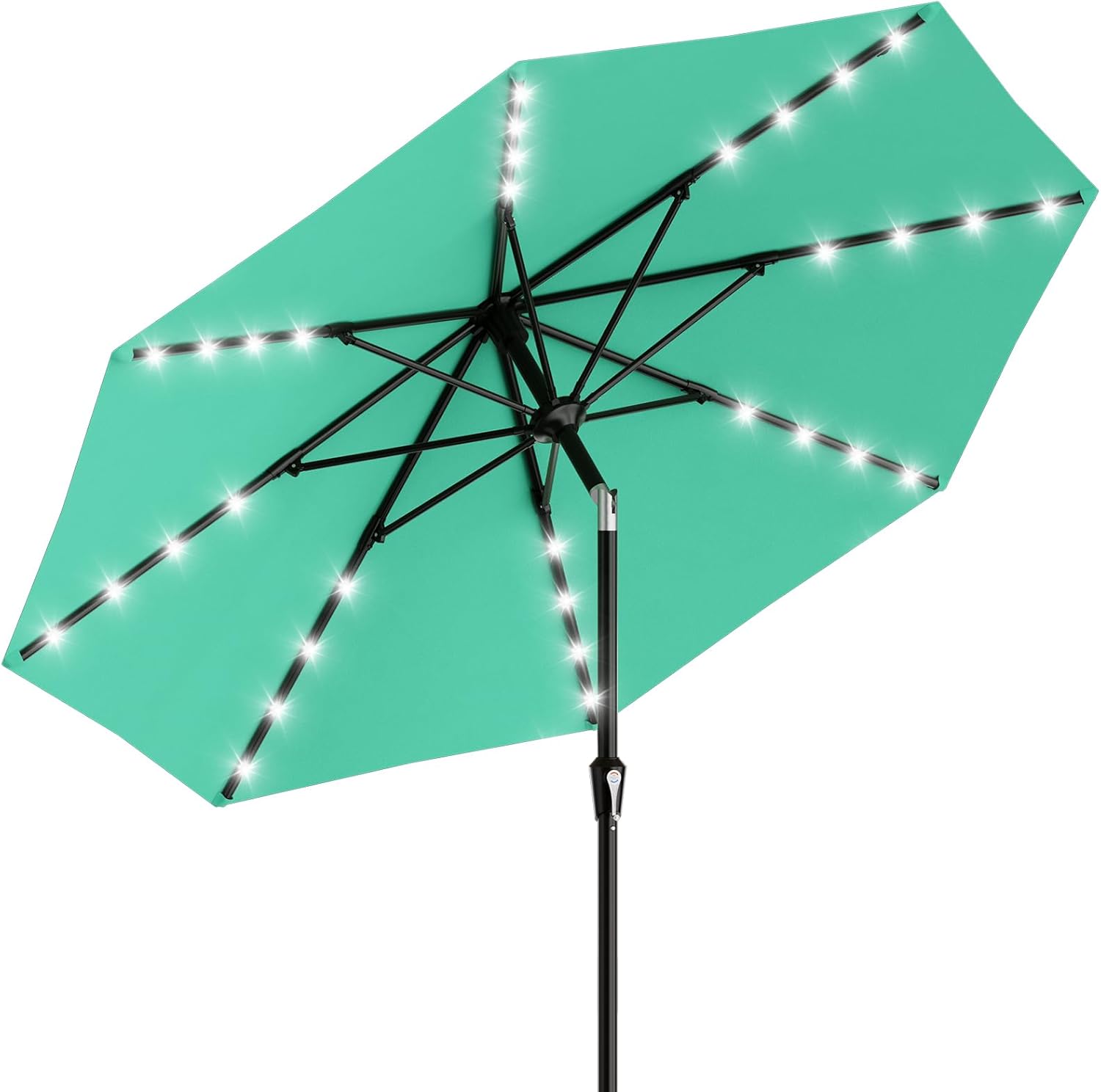 SUNGUARD UMBRELLAS Rectangular Solar LED Patio Umbrella, 16-Light Vented Canopy with Crank Tilt