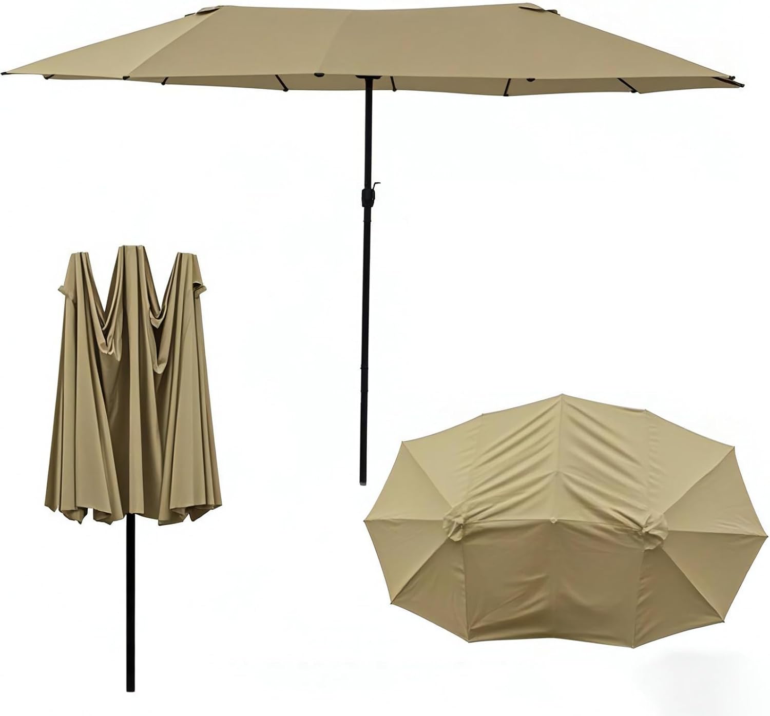 SUNGUARD UMBRELLAS 15 ft x 9 ft Replacement Canopy, 12-Rib Polyester Cover for Double-Sided Patio Umbrellas
