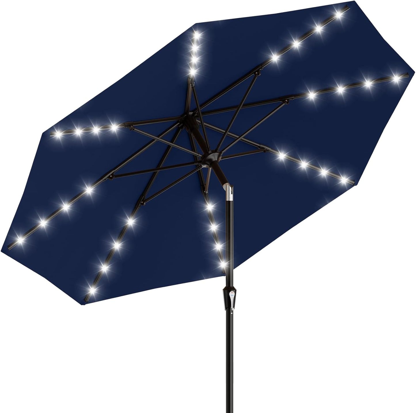 SUNGUARD UMBRELLAS Rectangular Solar LED Patio Umbrella, 16-Light Vented Canopy with Crank Tilt - Orange / 8 X 10 Ft