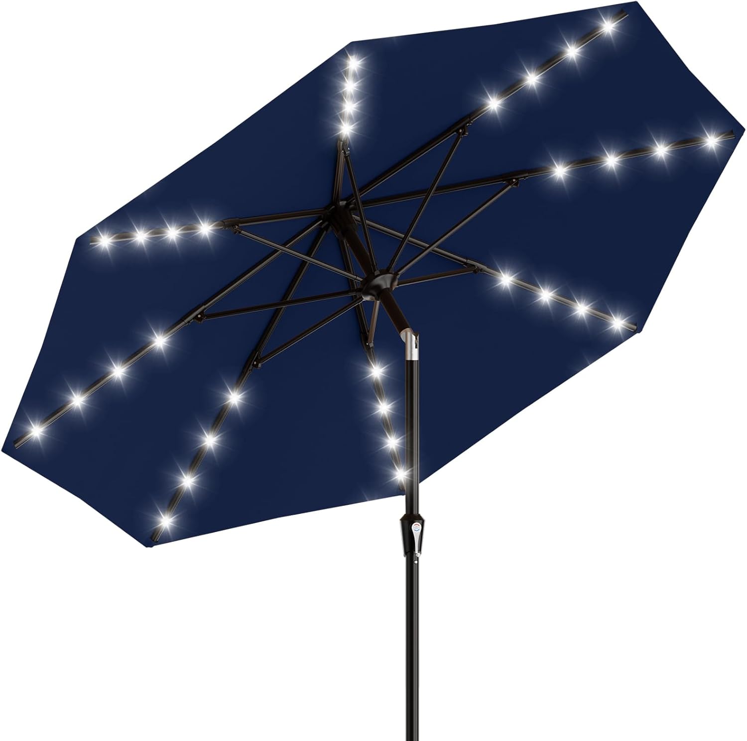 SUNGUARD UMBRELLAS Rectangular Solar LED Patio Umbrella, 16-Light Vented Canopy with Crank Tilt - Orange / 8 X 10 Ft
