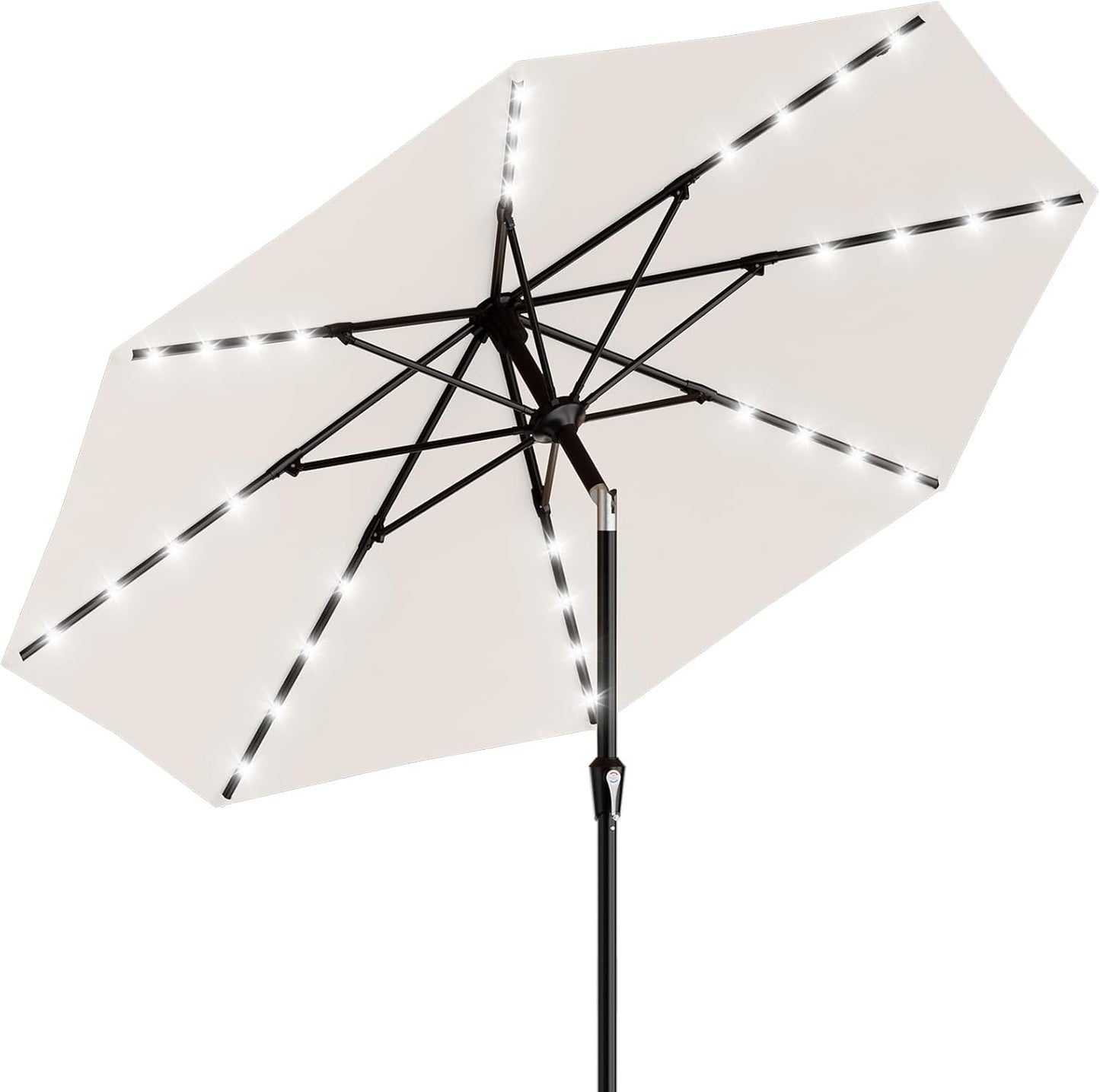 SUNGUARD UMBRELLAS Rectangular Solar LED Patio Umbrella, 16-Light Vented Canopy with Crank Tilt - Royal Blue / 8 X 10 Ft
