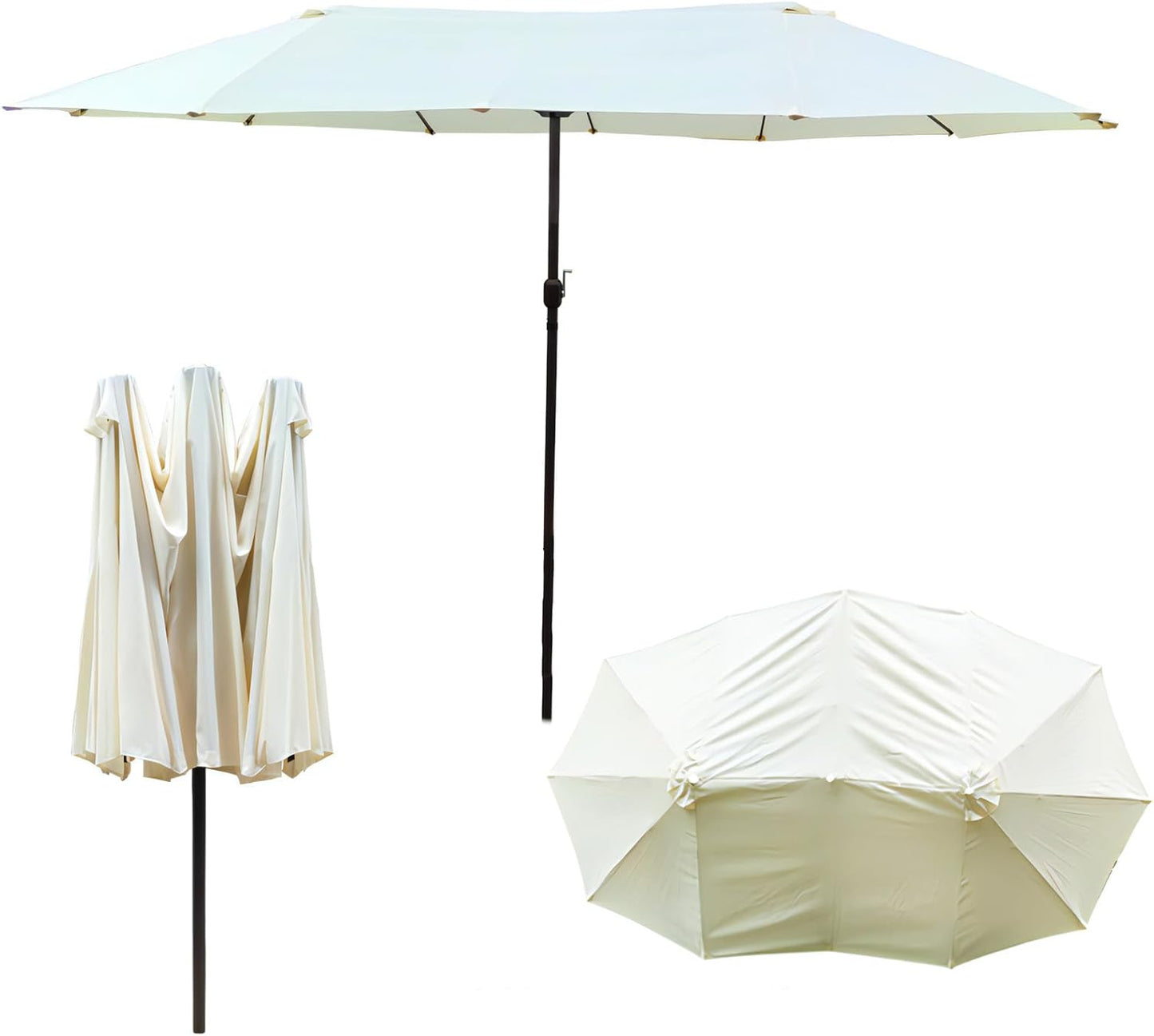 SUNGUARD UMBRELLAS 15 ft x 9 ft Replacement Canopy, 12-Rib Polyester Cover for Double-Sided Patio Umbrellas