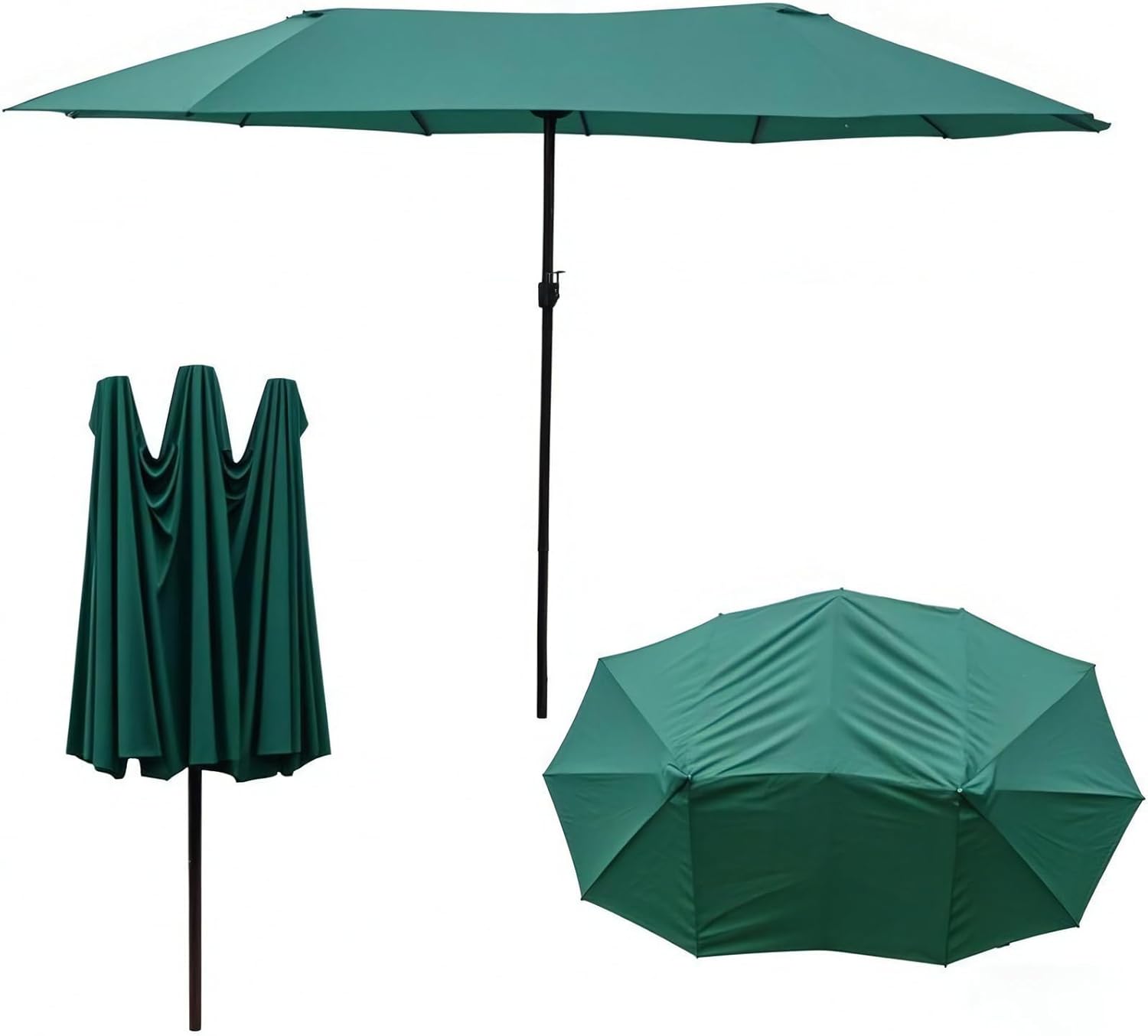 SUNGUARD UMBRELLAS 15 ft x 9 ft Replacement Canopy, 12-Rib Polyester Cover for Double-Sided Patio Umbrellas