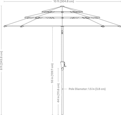 SUNGUARD UMBRELLAS 10 ft 3-Tier Solar LED Patio Umbrella, Vented Polyester Market Umbrella with Crank Tilt
