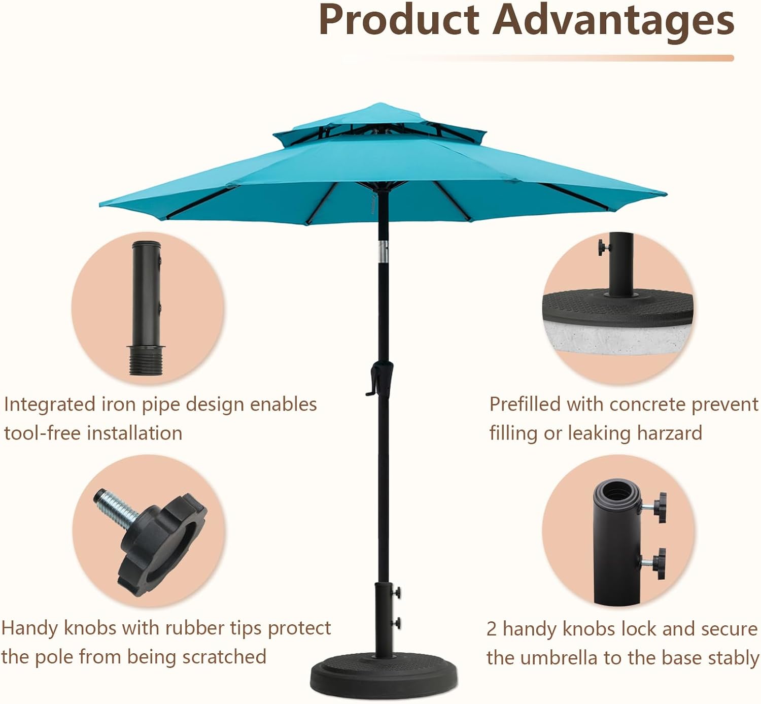 SUNGUARD UMBRELLAS Heavy Duty Round Patio Umbrella Base, Cement-Filled Stand for 1.3–1.9 in Poles