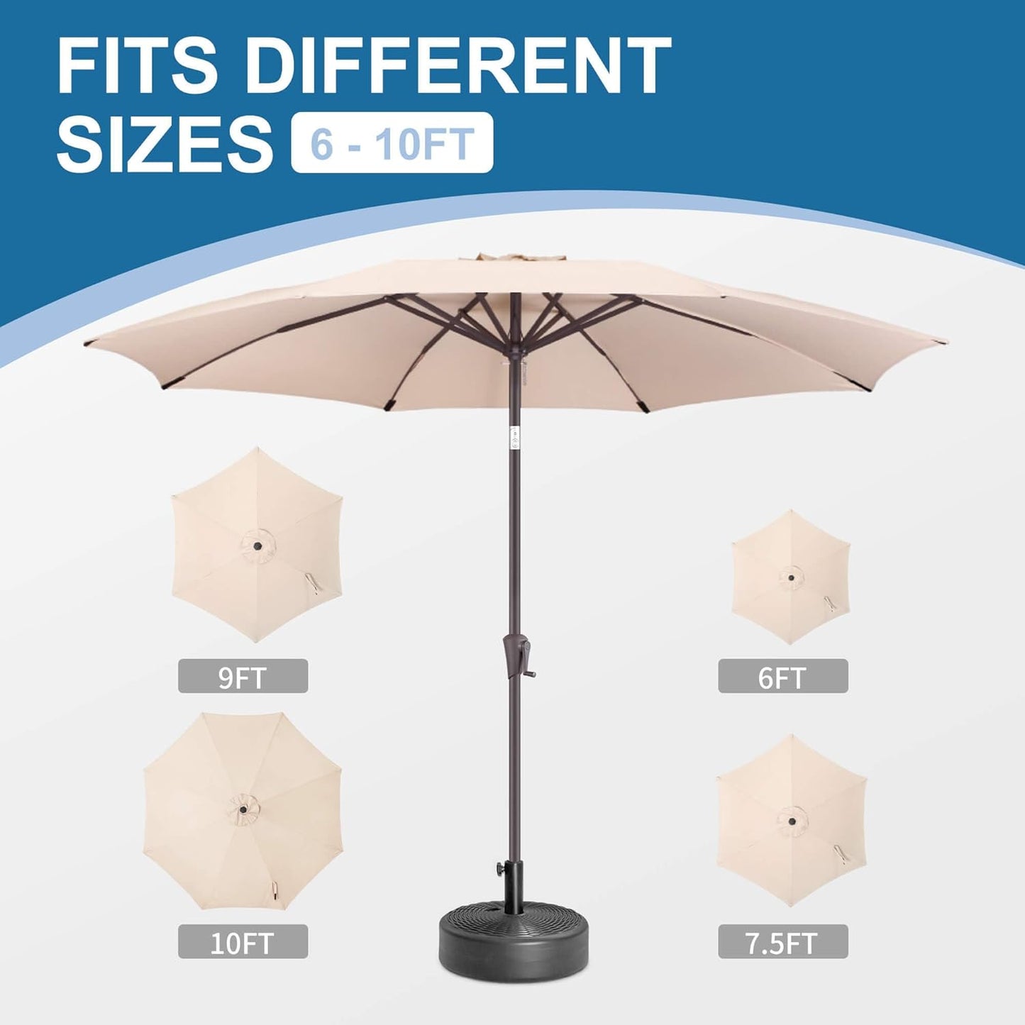 SUNGUARD UMBRELLAS Round Fillable Patio Umbrella Base, Water or Sand Stand for 6–10 ft Umbrellas
