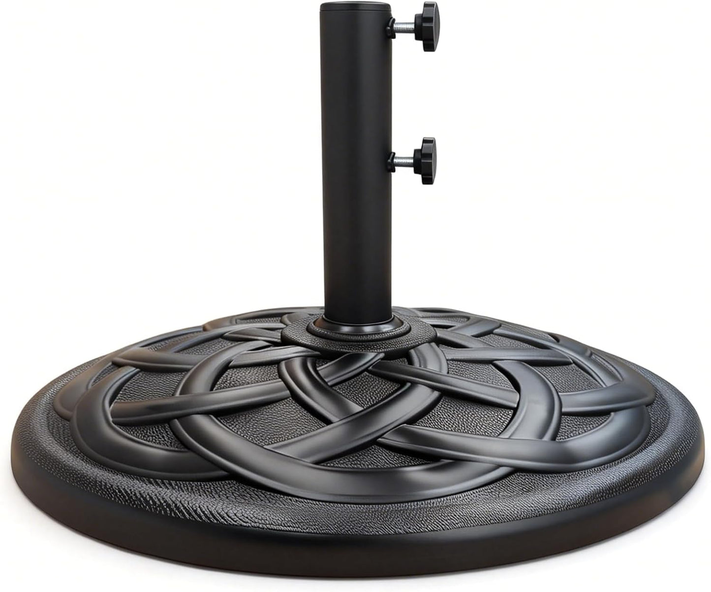 SUNGUARD UMBRELLAS Round Heavy Duty Patio Umbrella Base, Resin Concrete Stand for 1.5–2 in Poles - Black / 42 lb