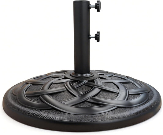 SUNGUARD UMBRELLAS Round Heavy Duty Patio Umbrella Base, Resin Concrete Stand for 1.5–2 in Poles - Black / 42 lb