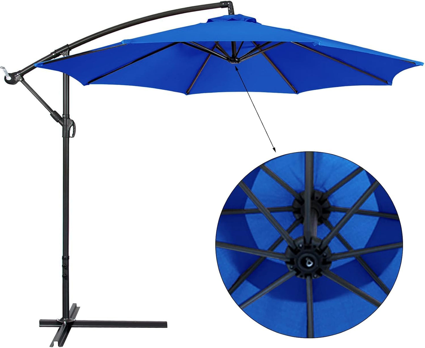 SUNGUARD UMBRELLAS 10 ft Replacement Canopy, Polyester Cover for 6-Rib or 8-Rib Patio Umbrellas - Navy blue / (6 Ribs)