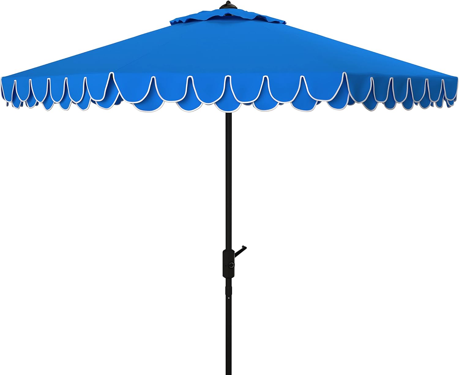 SUNGUARD UMBRELLAS 9 ft Valance Patio Umbrella, Polyester Market Umbrella with Crank and Auto Tilt - Navy/Off White