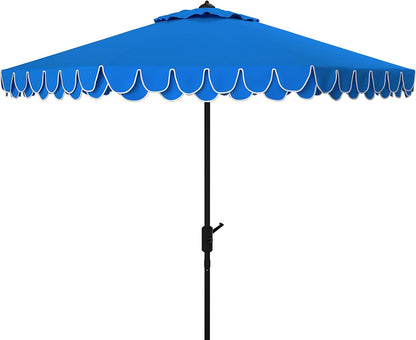SUNGUARD UMBRELLAS 9 ft Valance Patio Umbrella, Polyester Market Umbrella with Crank and Auto Tilt - Navy/Off White