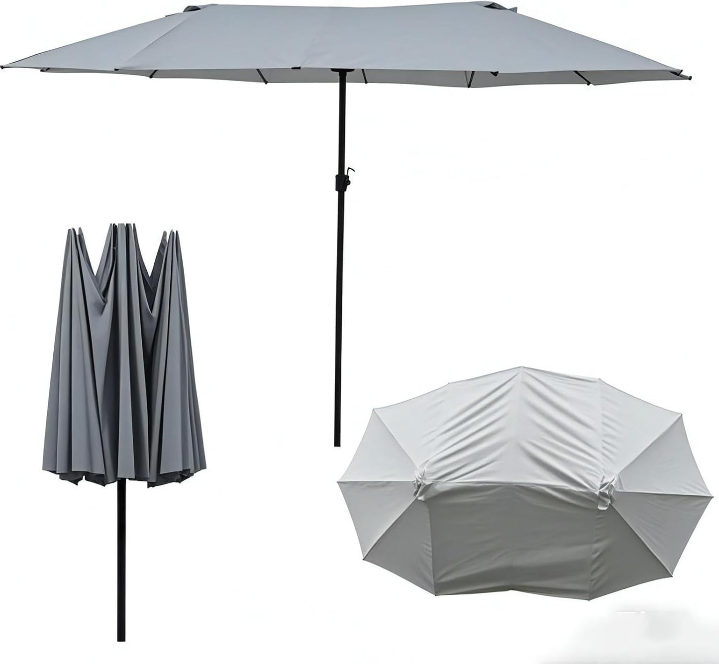 SUNGUARD UMBRELLAS 15 ft x 9 ft Replacement Canopy, 12-Rib Polyester Cover for Double-Sided Patio Umbrellas - Topaz