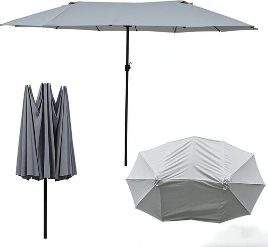 SUNGUARD UMBRELLAS 15 ft x 9 ft Replacement Canopy, 12-Rib Polyester Cover for Double-Sided Patio Umbrellas - Topaz