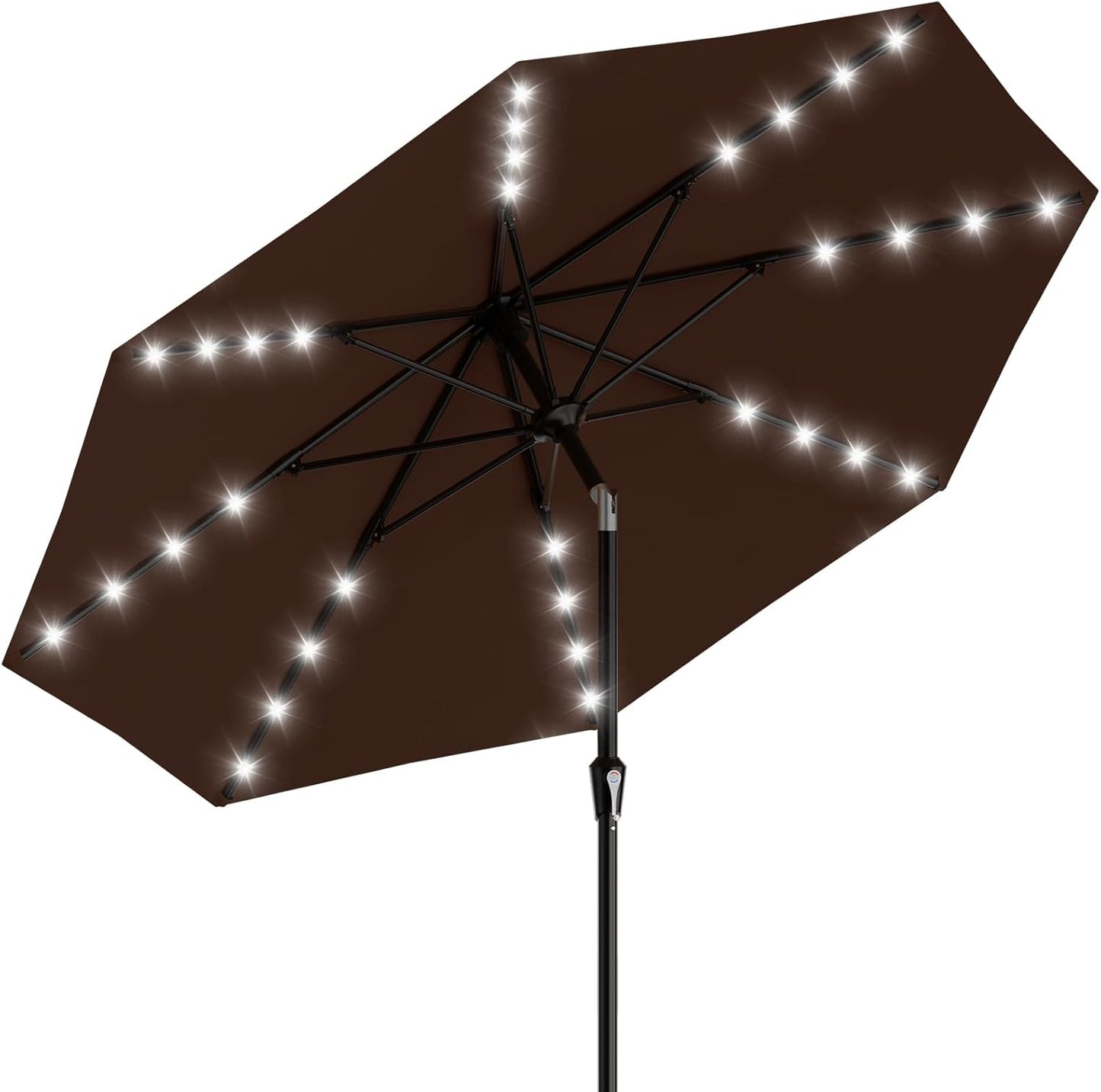 SUNGUARD UMBRELLAS Rectangular Solar LED Patio Umbrella, 16-Light Vented Canopy with Crank Tilt - Lake Blue / 9 Ft