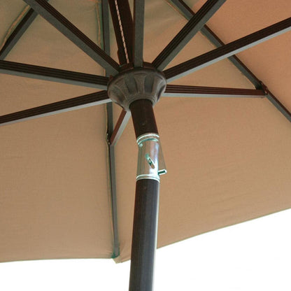 SUNGUARD UMBRELLAS 9 ft Bar Height Patio Umbrella, Brown Aluminum Market Umbrella with Auto Tilt