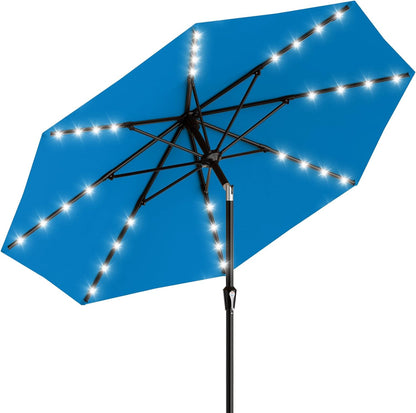 SUNGUARD UMBRELLAS Rectangular Solar LED Patio Umbrella, 16-Light Vented Canopy with Crank Tilt - Rose Pink / 6.5 X 10 Ft