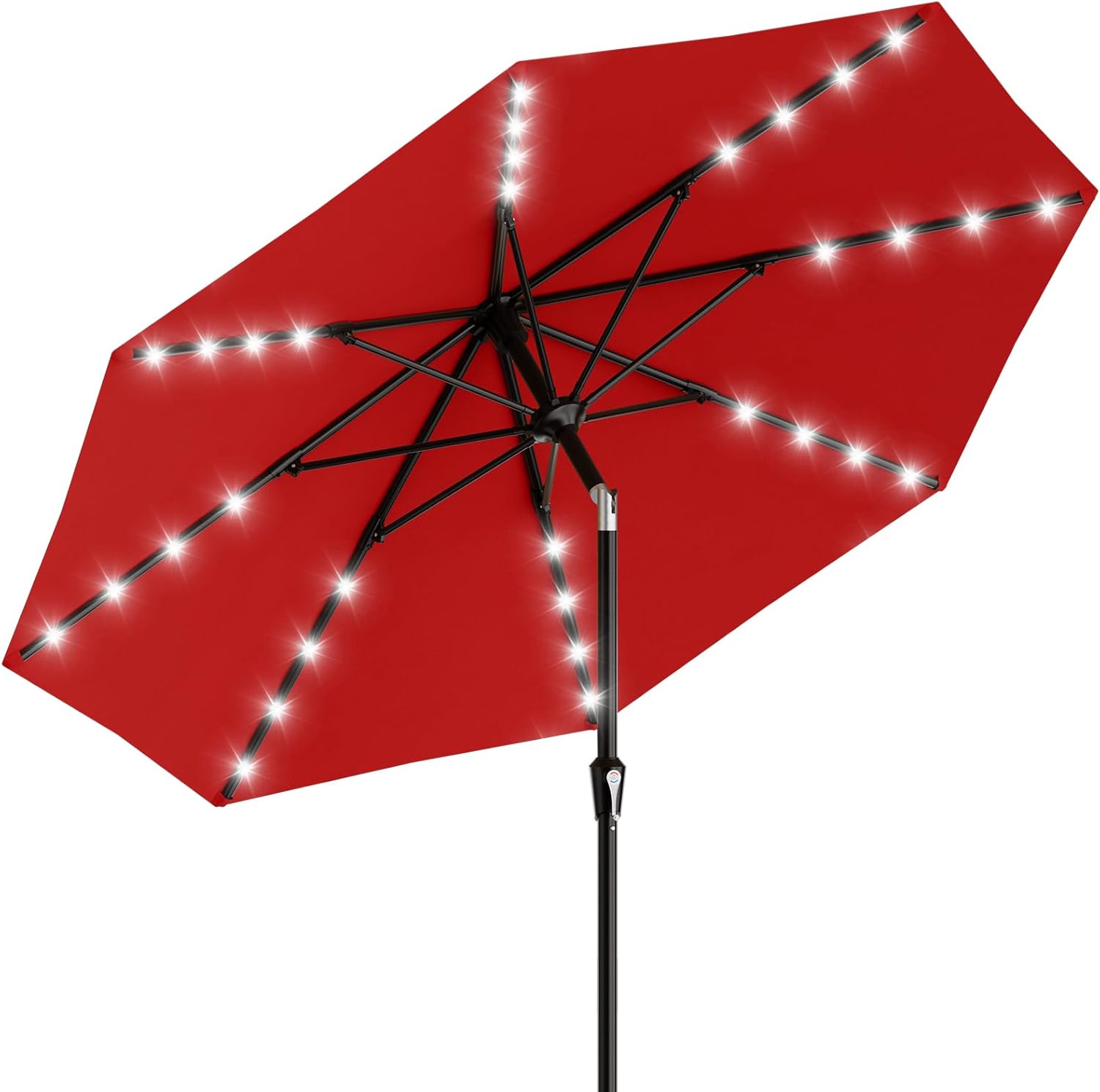 SUNGUARD UMBRELLAS Rectangular Solar LED Patio Umbrella, 16-Light Vented Canopy with Crank Tilt - Royal Blue / 6.5 X 10 Ft