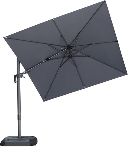 SUNGUARD UMBRELLAS Square Cantilever Patio Umbrella, 360-Degree Rotating Offset Umbrella with Aluminum Frame - Light Grey / 9' X 9' / Left-right Tilt